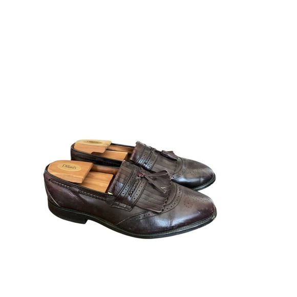 Allen Edmonds Bradenton Loafers Shoes Burgundy Leather Kiltie US Size 10E Wide - Picture 1 of 7